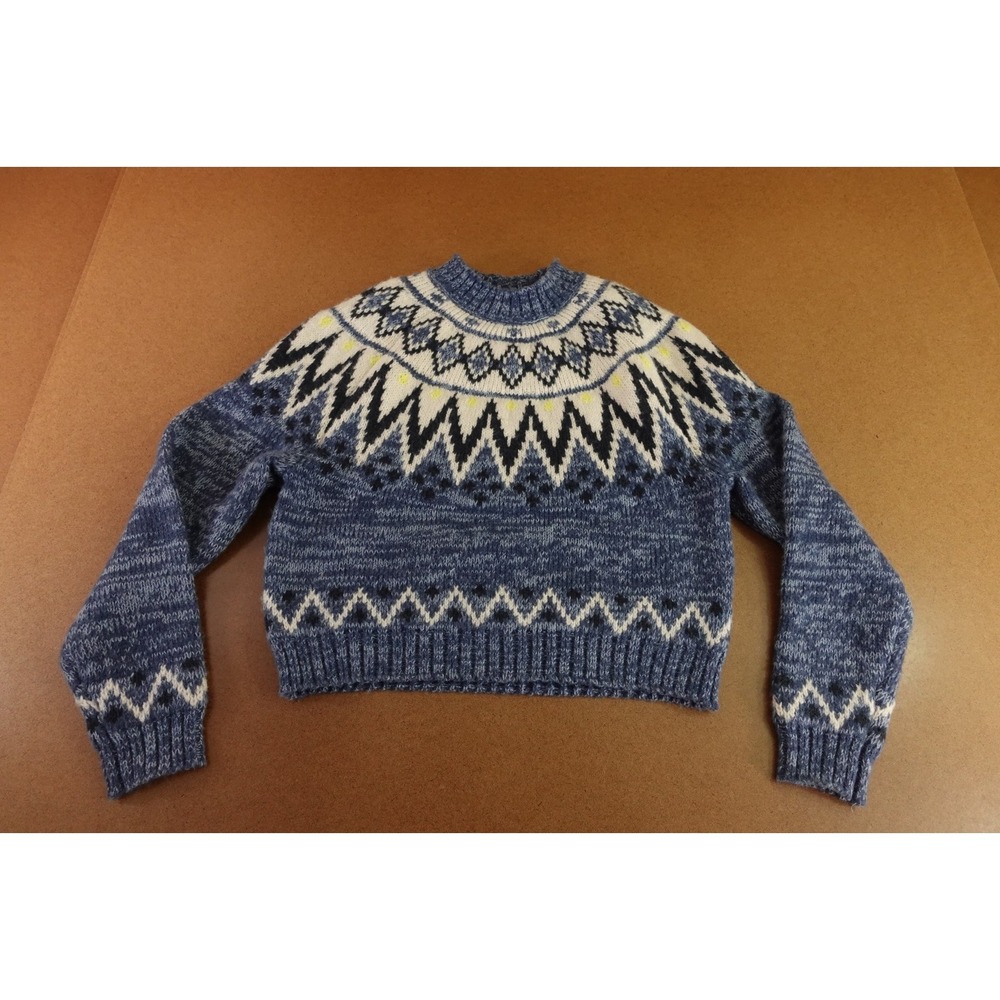 American Eagle Outfitters Womens X-Small Blue Fair Isle Snow Stopper Sweater NWT